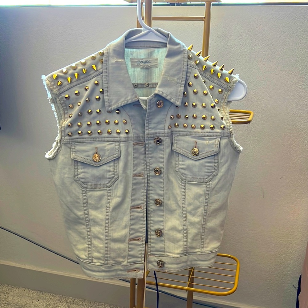 Gold Stud Denim Vest